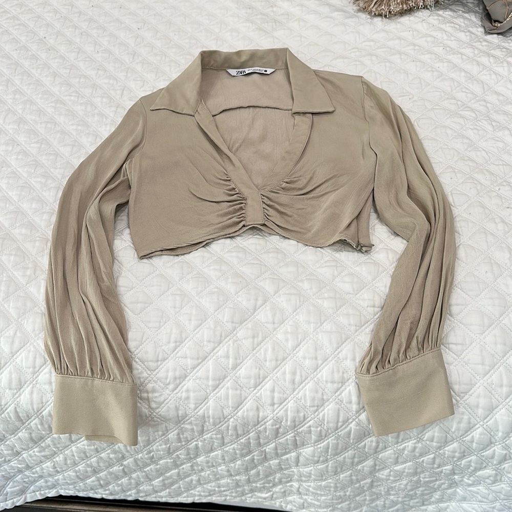 Zara satin button crop top